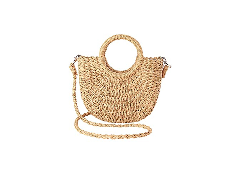 Borsa di Paglia Colorata Cestino da Spiaggia Intrecciato Tote Fatto a Mano Malaysia Messicano