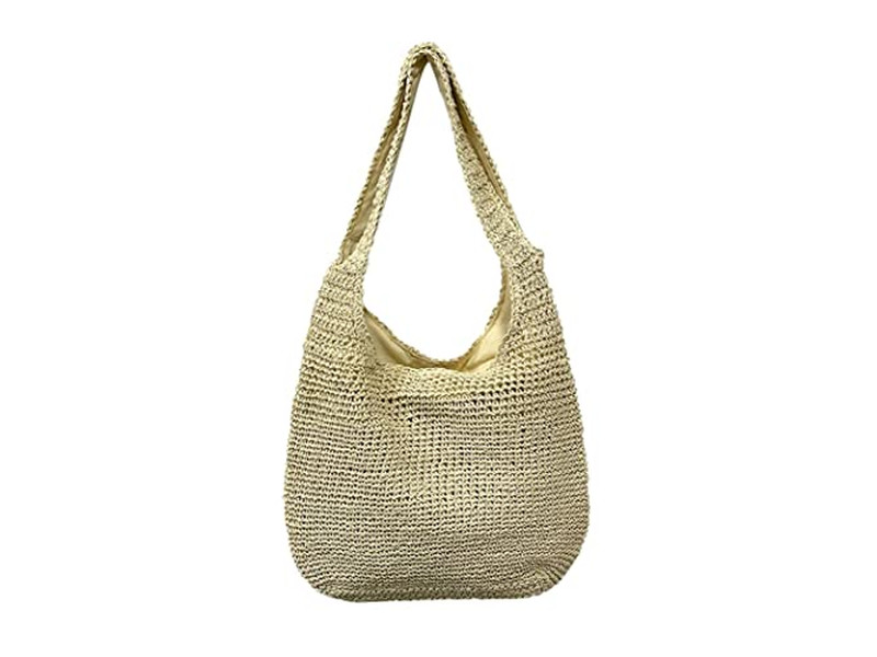 Borsa Estiva Carina Rete da Pesca di Paglia Borse con Perle Finte Pochette Blu Fiore