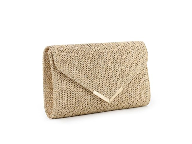 Borsa di Paglia con Catena Metallica Mini Lusso Nuova Moda Pacchetto da Spiaggia Oversize