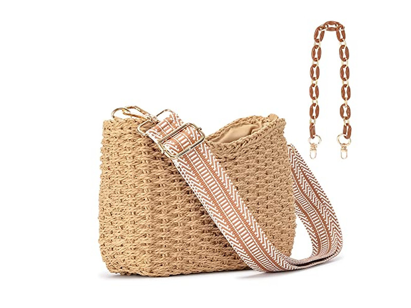 Mini borsa di paglia Donna Oversize Carta Bambini Rotonda Borsa piccola con perline Farfalla