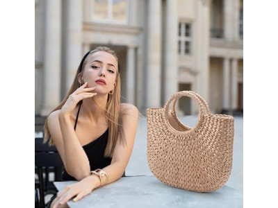 Borsa da spiaggia di paglia Spagna Logo estivo Filippine Iuta Rafia con finestra