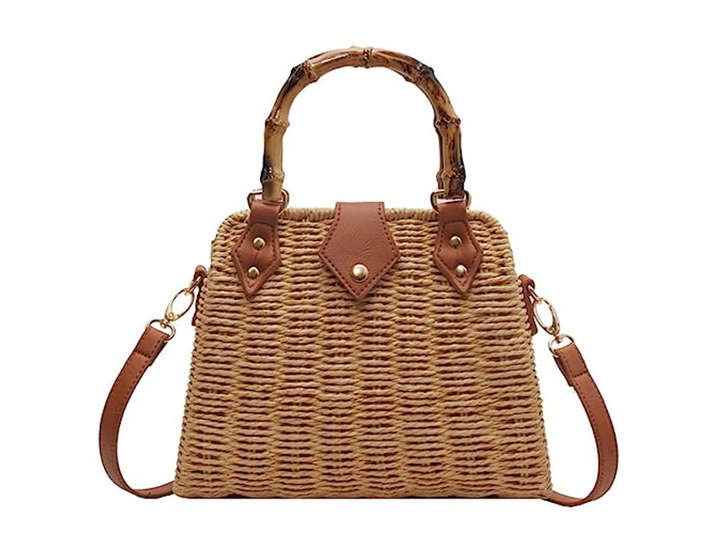 Borsa di Paglia Palm Beach Tote di Carta Rotonda Boho Borse di Mare
