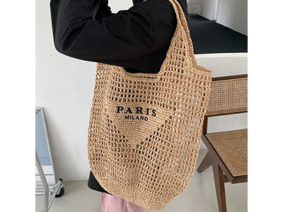 Borsa da Spiaggia di Paglia Erba Borse di Paglia Personalizzate Tote Manico Boho Elegante
