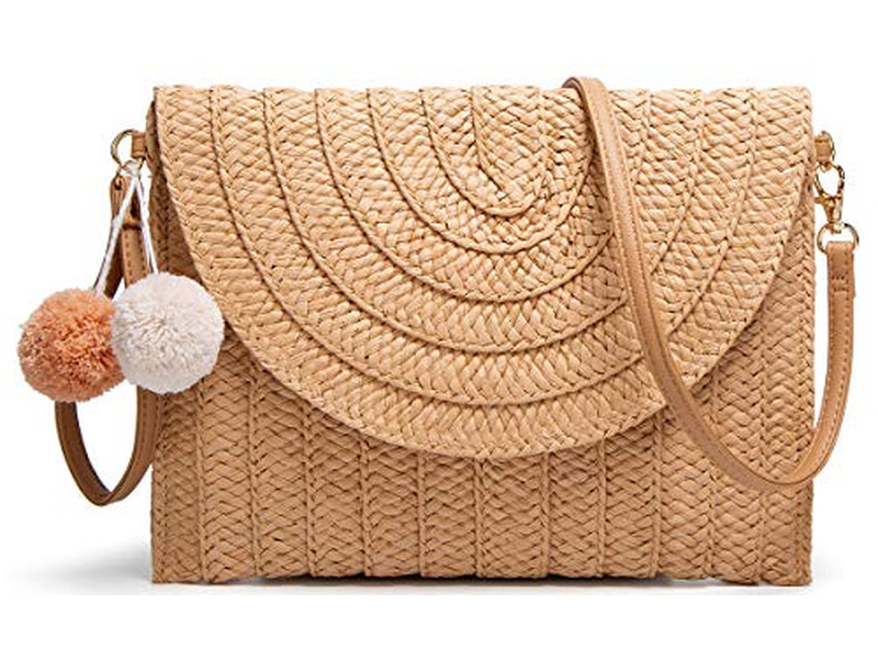 Borsa di Paglia Cilindrica Cavallo Verde Borse a Mano Donna Tote da Spiaggia in Rete Leggera