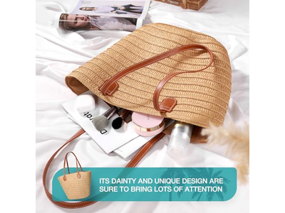 Borsa di Paglia con Patta con Mais Finto Fiocco Carino Borse Boho Eco per Paglia Iuta Bambini