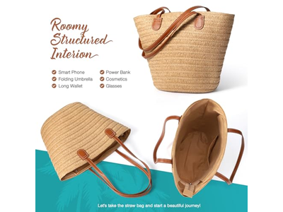 Borsa di Paglia con Patta con Mais Finto Fiocco Carino Borse Boho Eco per Paglia Iuta Bambini