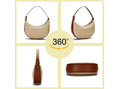 Borsa di Paglia Pieghevole Cosmetici Grande Dimensione Cilindro Sbalzo Circolare Borse all'Uncinetto