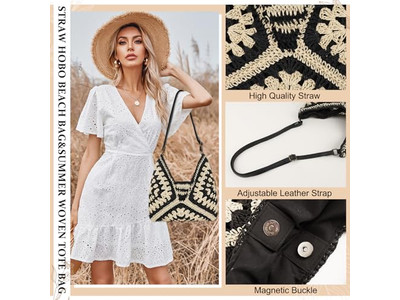 Divertente pochette di paglia Borsa da donna Secchiello di carta Borse