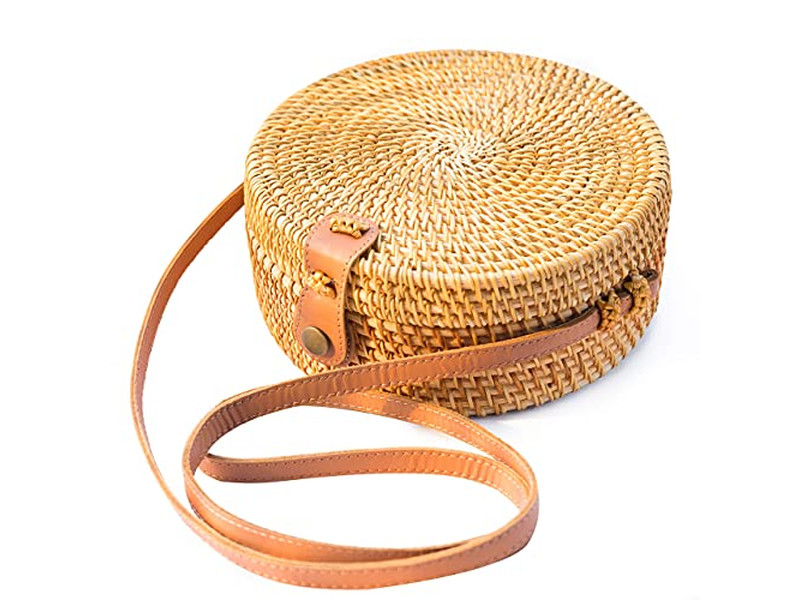 Borsa di paglia per ragazze Borsa artigianale Intrecciata a mano Indonesia Isolata Bambini Spiaggia