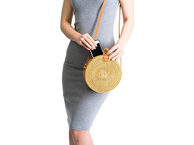 Borsa di paglia per ragazze Borsa artigianale Intrecciata a mano Indonesia Isolata Bambini Spiaggia