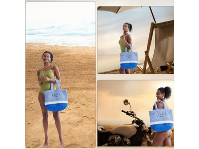 Borsa di paglia a semicerchio Personalizzata Ricamata Borse Boho Francesi Bambini a Righe