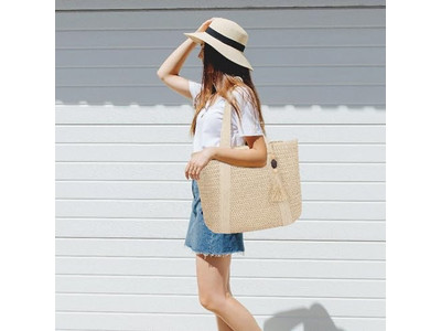 Grande Borsa di Paglia con Frange Estiva per Bambine Tote di Lusso Produttori