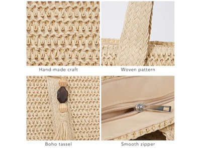 Grande Borsa di Paglia con Frange Estiva per Bambine Tote di Lusso Produttori