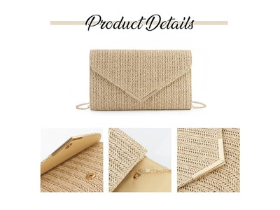 Borsa di Paglia con Catena Metallica Mini Lusso Nuova Moda Pacchetto da Spiaggia Oversize