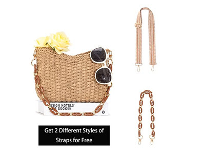 Mini borsa di paglia Donna Oversize Carta Bambini Rotonda Borsa piccola con perline Farfalla