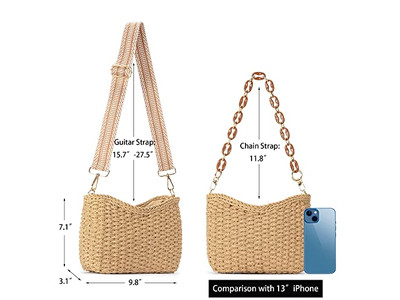 Mini borsa di paglia Donna Oversize Carta Bambini Rotonda Borsa piccola con perline Farfalla