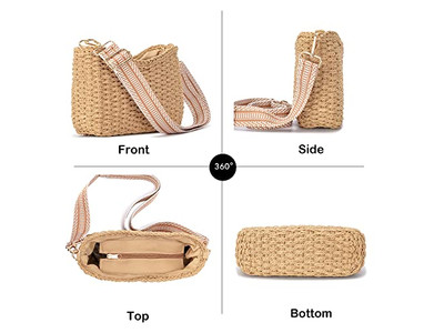 Mini borsa di paglia Donna Oversize Carta Bambini Rotonda Borsa piccola con perline Farfalla