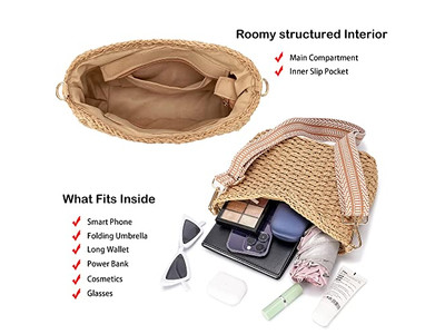 Mini borsa di paglia Donna Oversize Carta Bambini Rotonda Borsa piccola con perline Farfalla