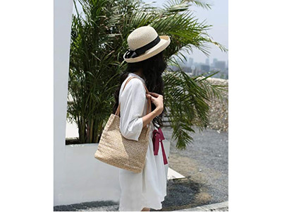 Borsa di Paglia Naturale Zucca di Plastica Arcobaleno Rotonda Borsetta Piccola in Alga Marina 1 Pezzo