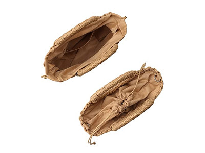 Borsa di Paglia di Nicchia Borse di Palma Carta Perla Telefono Semplice Rattan Forma Rotonda Guscio Piccolo