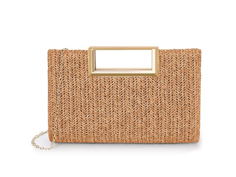 Borsa di Paglia di Carta Borse Filippine Cesto Rosa Tote da Spiaggia Rettangolare Semplice