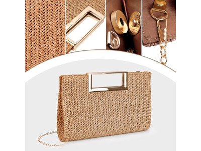 Borsa di Paglia di Carta Borse Filippine Cesto Rosa Tote da Spiaggia Rettangolare Semplice