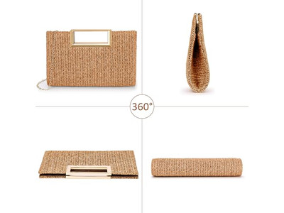 Borsa di Paglia di Carta Borse Filippine Cesto Rosa Tote da Spiaggia Rettangolare Semplice