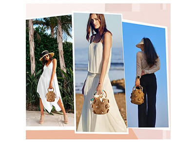 Borse di Paglia Stampate Riciclate Shopping in Erba di Mare Set Materiale per Cappelli Cambogia