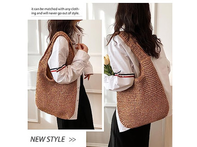 Borsa di paglia a tracolla Zaino con perle Spiaggia