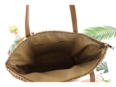 Borsa di Paglia Semplice di Moda Paglia di Grano Borsa per Ragazza Tote Foderata Fiori Colorati per Bambini