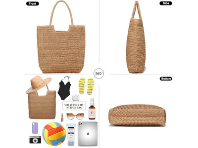 Borse di Paglia con Manici in Mano Nappe Portaborsette Vietnam Elegante Set di Borse per Cappello