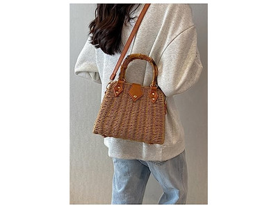 Borsa di Paglia Palm Beach Tote di Carta Rotonda Boho Borse di Mare