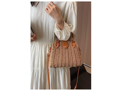 Borsa di Paglia Palm Beach Tote di Carta Rotonda Boho Borse di Mare