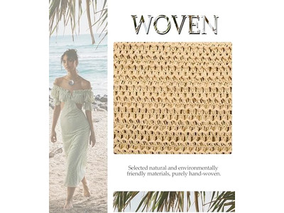 Borsa di paglia con tracolla di perle e conchiglie per la spiaggia