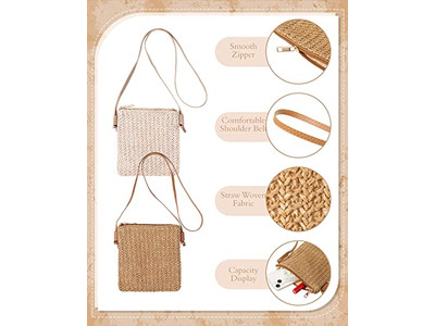 Pochette di Paglia Rosa Borse Piccole per Paglia con Coulisse Moda Jute