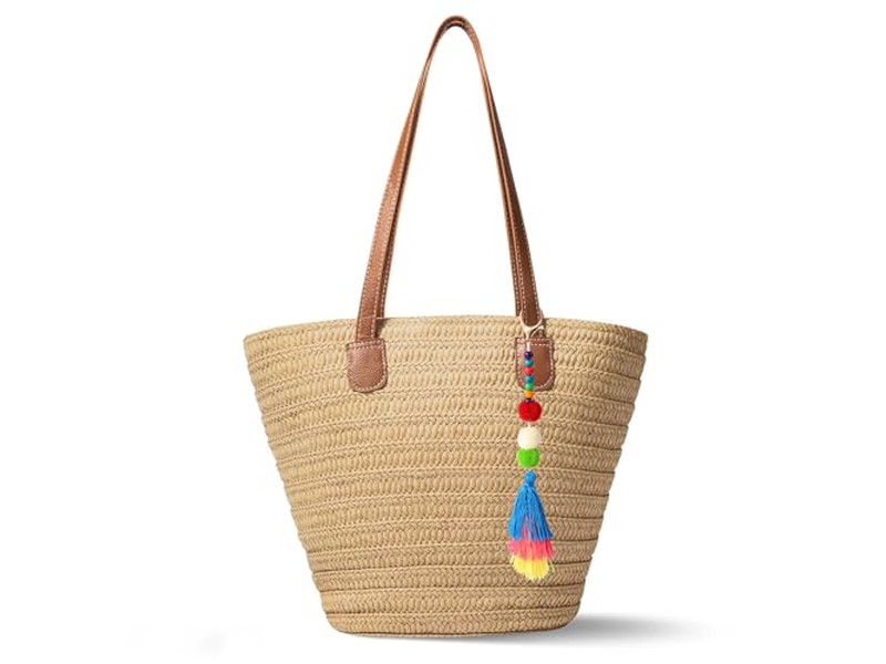 Borsa di paglia Donna Tappetino Borsa da spiaggia Tote Set intrecciato di iuta