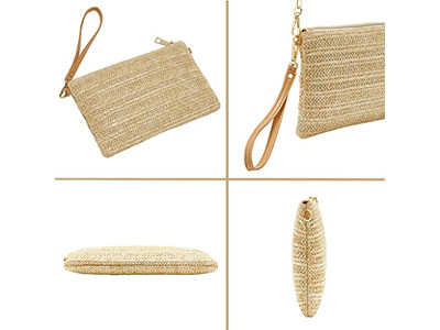 Borse a Mano Foderate di Paglia Borsa con Strass Ricamata Colori Caramella Borse per Damigelle