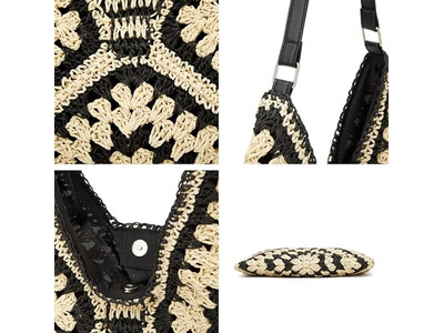 Borsa intrecciata di carta di paglia per donne Set di borse Arcobaleno