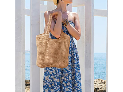 Borsa di Paglia Grande Estiva per Acquisto con Fiocco e Rete Asciutta Mare Rosso Set per Bambini Labbra Scatola Borsa a Mano Tappetino